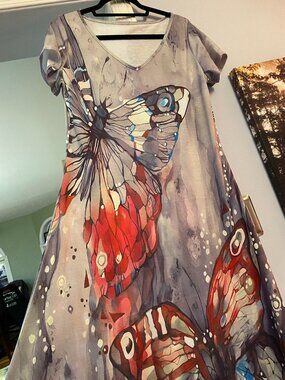 ladies long butterfly dress